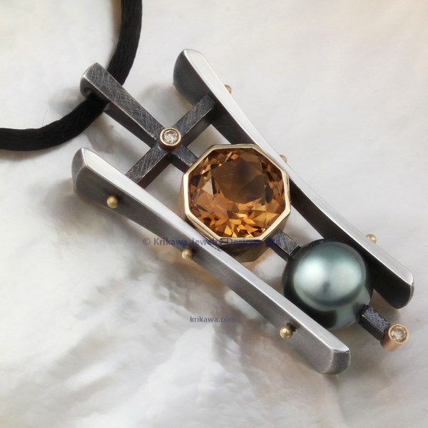 Pearl and Gemstone Pagoda Pendant